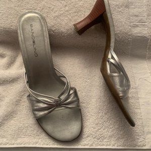 Silver backless sandal